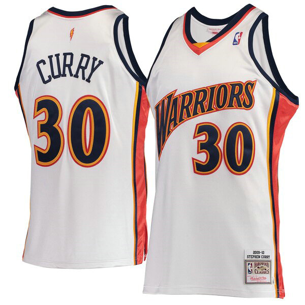 Maillot nba Golden State Warriors 2009-2010 Homme Stephen Curry 30 Blanc